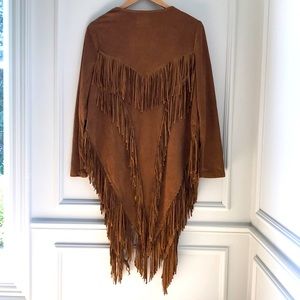 Like NEW Brown Fringe Throw Over / Size M